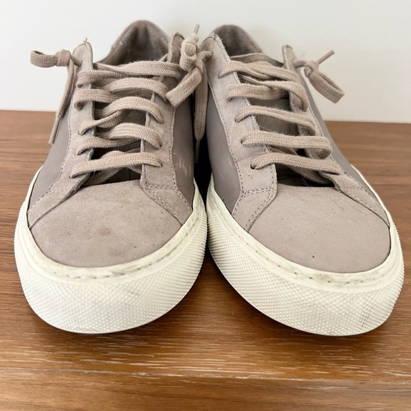 Women's Taupe Leather Sneakers - Picture 8 of 10